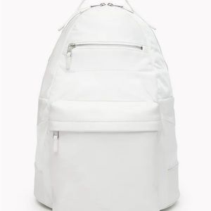 NWOT Theory white leather and nylon backpack.